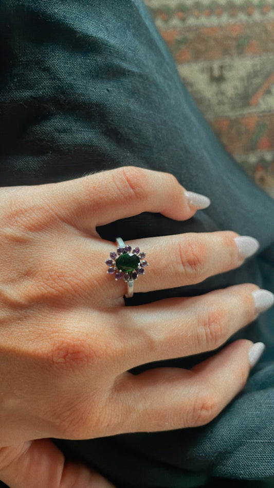 Jardín de Bali / Tsavorita & Amatistas & Plata 925 - Vitalidad & Claridad