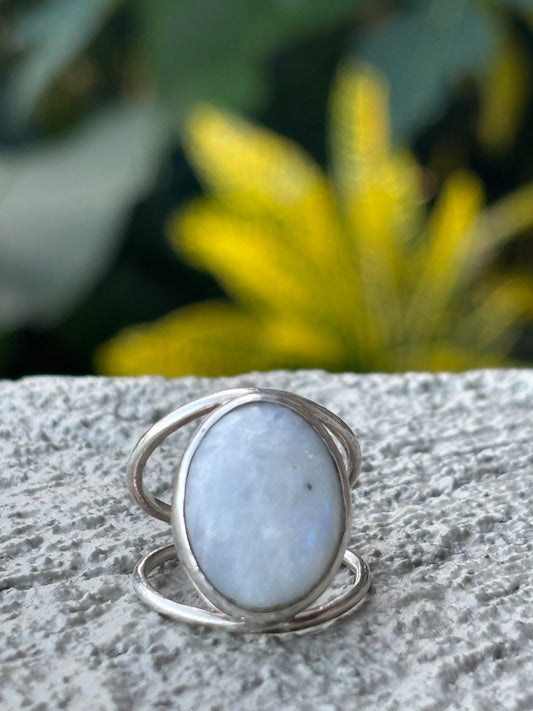 Anillo Luna del Mar / Piedra Luna & Plata 925 - Intuición & Calma