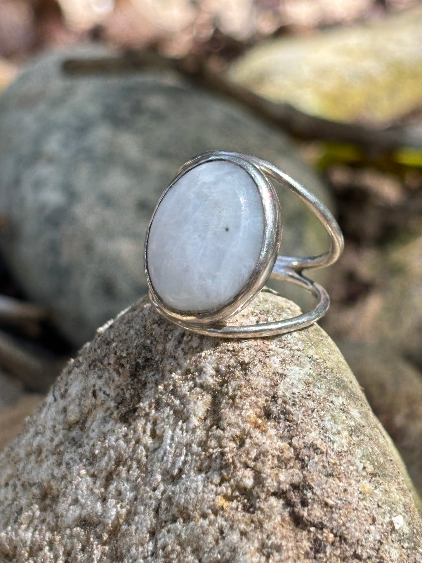 Anillo Luna del Mar / Piedra Luna & Plata 925 - Intuición & Calma