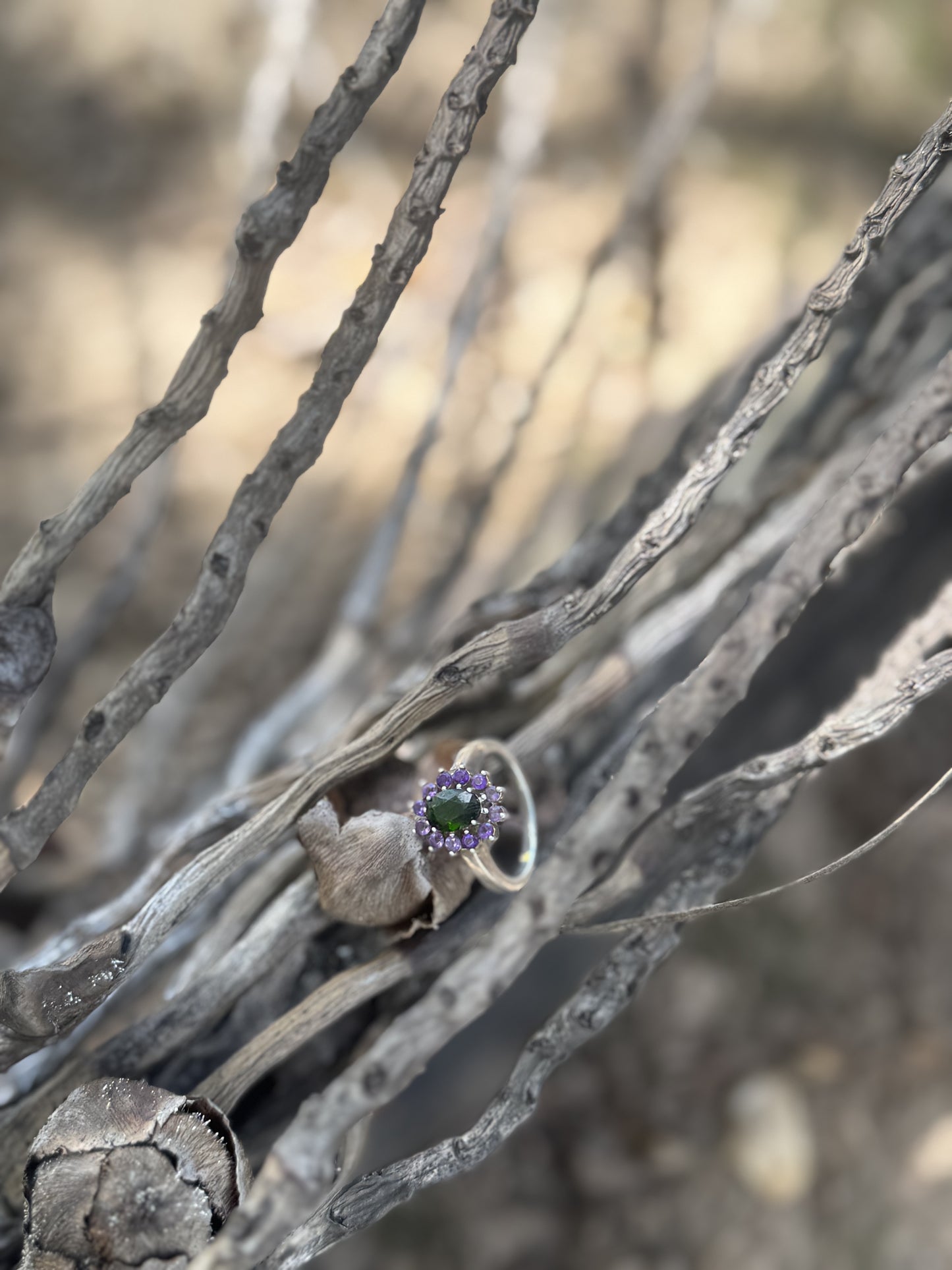 Jardín de Bali / Tsavorita & Amatistas & Plata 925 - Vitalidad & Claridad