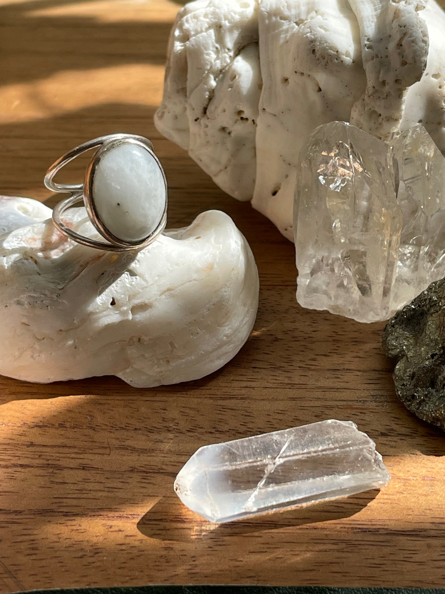 Anillo Luna del Mar / Piedra Luna & Plata 925 - Intuición & Calma