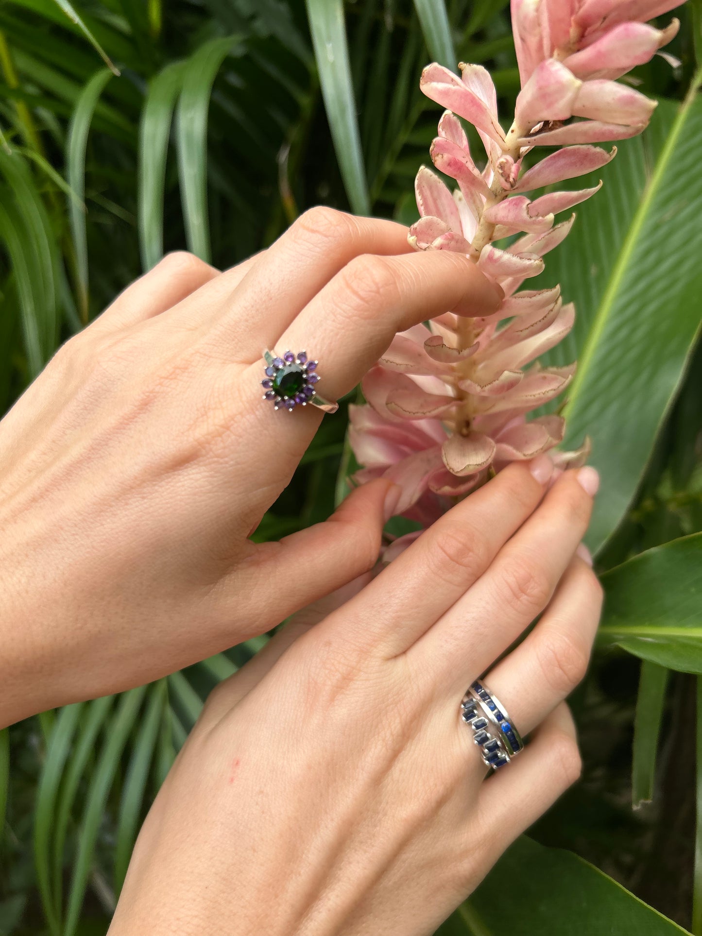 Jardín de Bali / Tsavorita & Amatistas & Plata 925 - Vitalidad & Claridad